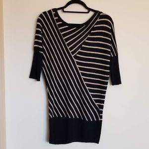 Cache Gold and Navy Striped Sweater